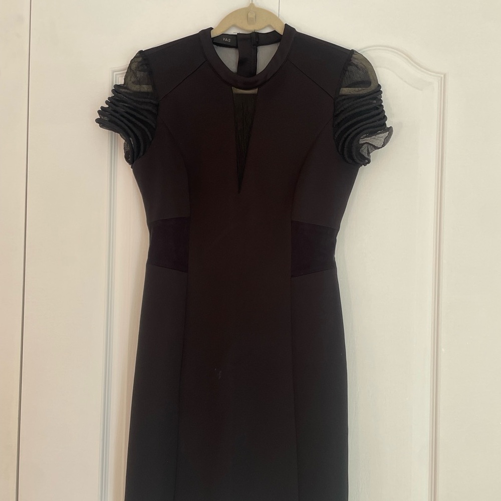 Elegant Black Dress with Sheer Sleeves